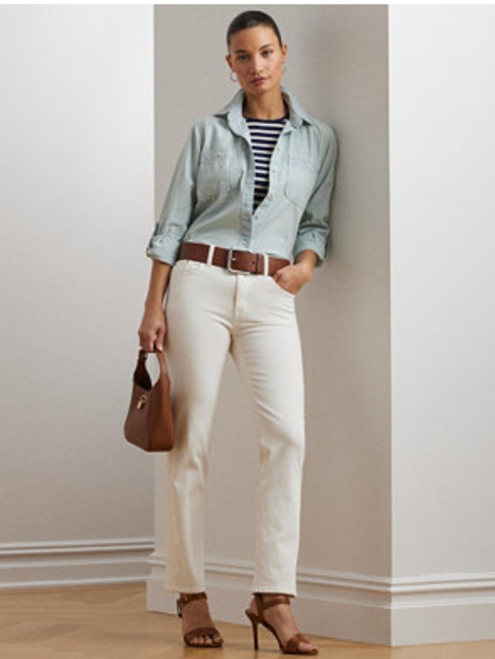 RALPH LAUREN WOMEN'S COTTON CHAMBRAY BUTTON UP SHIRT SIZE XXL NWT